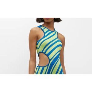 paola bernardi Flavia striped sleeveless cutout Knit bodysuit size S NWT349